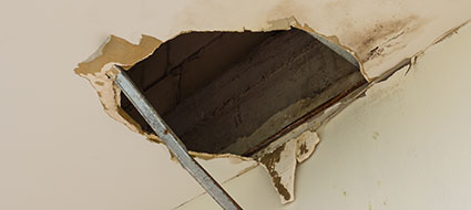 blocked gutter water damaged roof alcoil